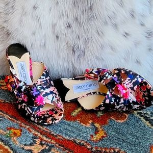 Jimmy Choo Keely 100mm Floral Heels Dahlia Brown